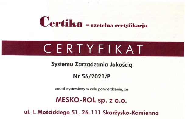 certyfikat ISO 9001-1a